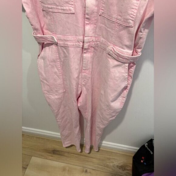 NWOT- GOOD AMERICAN PINK DENIM FIT FOR SUCCESS JUMPSUIT - Picture 9 of 12